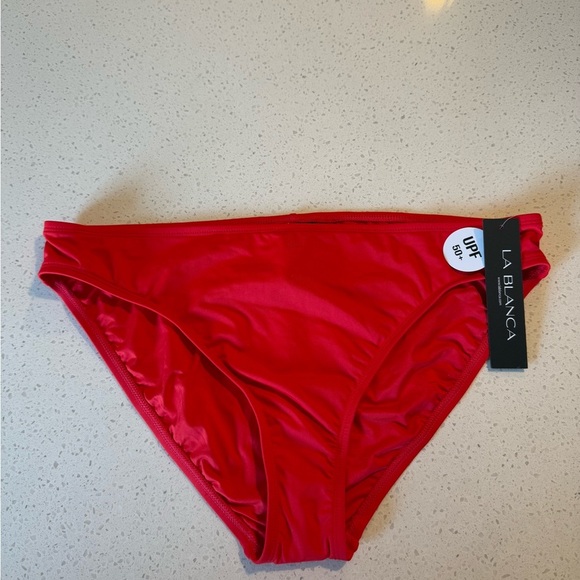 La Blanca Goddess Solid Cherry Red Hipster UPF 50 Swim Bottom Separate NEW - Picture 10 of 11